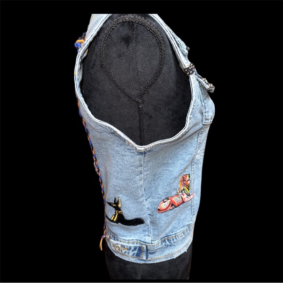 Egyptian Embroidered Denim Vest - Picture 7 of 14